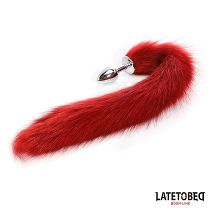 LATETOBED BDSM LINE - ANAL PLUG WITH TAIL DARK RED 40 CM