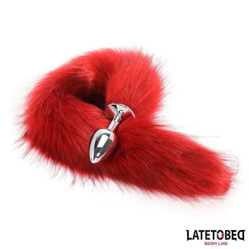 LATETOBED BDSM LINE - ANAL PLUG WITH TAIL DARK RED 40 CM
