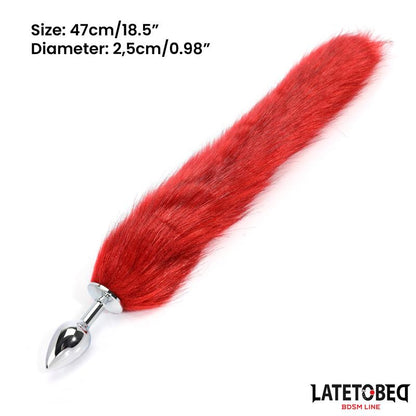 LATETOBED BDSM LINE - ANAL PLUG WITH TAIL DARK RED 40 CM
