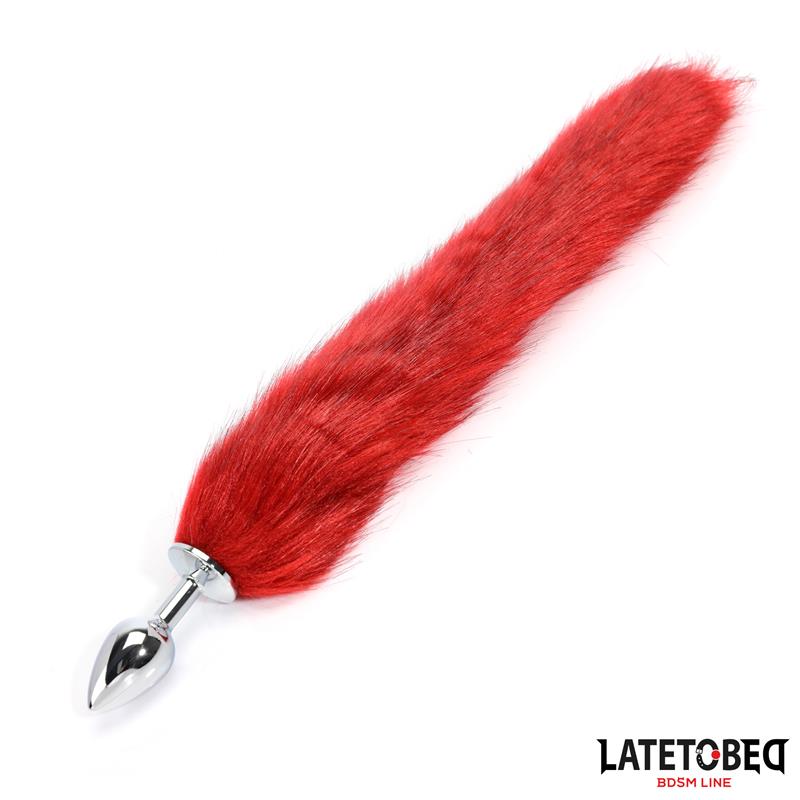 LATETOBED BDSM LINE - ANAL PLUG WITH TAIL DARK RED 40 CM