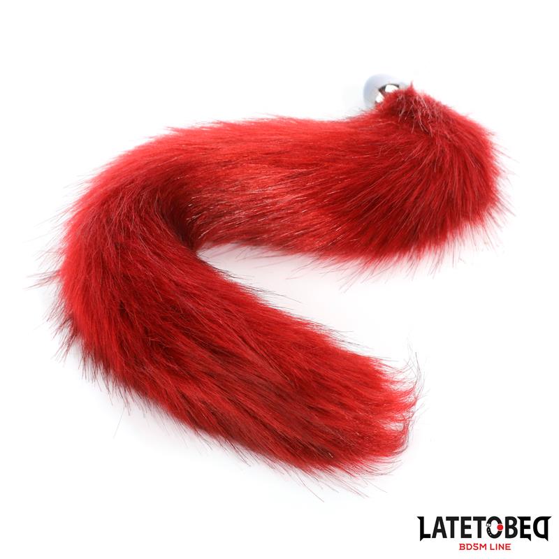 LATETOBED BDSM LINE - ANAL PLUG WITH TAIL DARK RED 40 CM