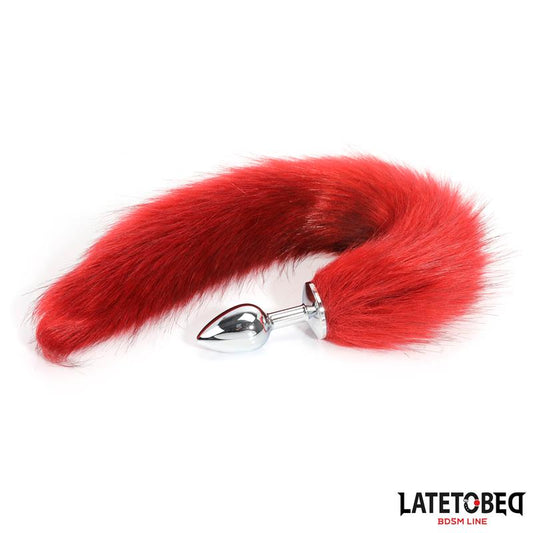 LATETOBED BDSM LINE - ANAL PLUG WITH TAIL DARK RED 40 CM