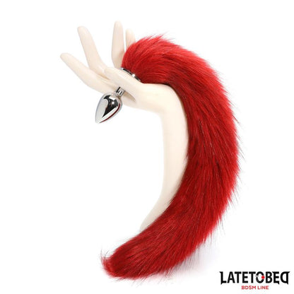 LATETOBED BDSM LINE - ANAL PLUG WITH TAIL DARK RED 40 CM