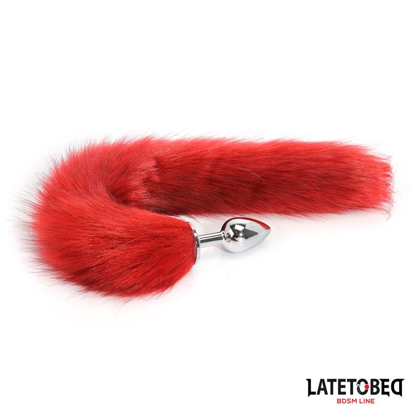 LATETOBED BDSM LINE - ANAL PLUG WITH TAIL DARK RED 40 CM