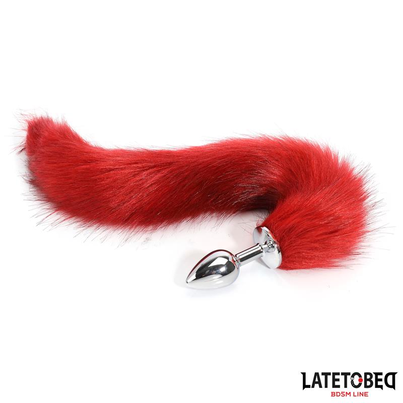 LATETOBED BDSM LINE - ANAL PLUG WITH TAIL DARK RED 40 CM