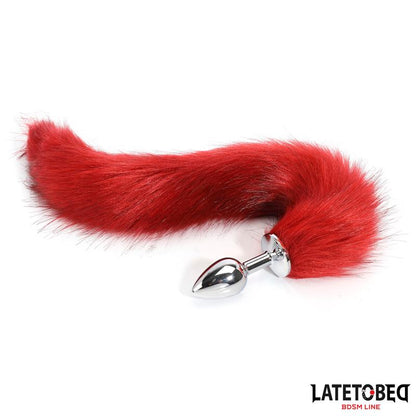 LATETOBED BDSM LINE - ANAL PLUG WITH TAIL DARK RED 40 CM