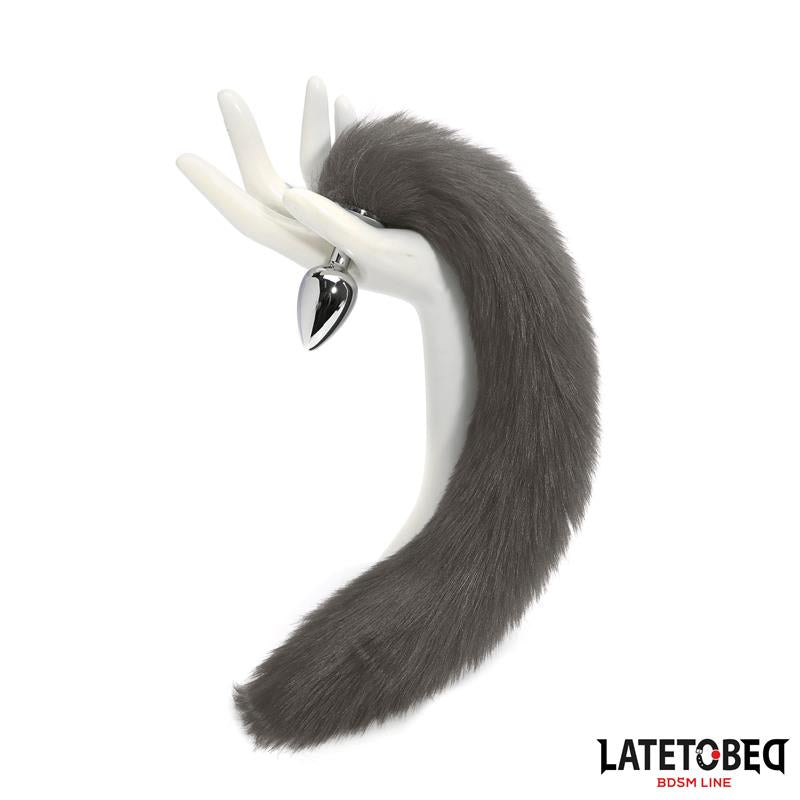 LATETOBED BDSM LINE - ANAL PLUG WITH TAIL GRAY 40 CM