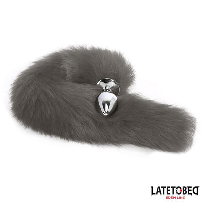 LATETOBED BDSM LINE - ANAL PLUG WITH TAIL GRAY 40 CM