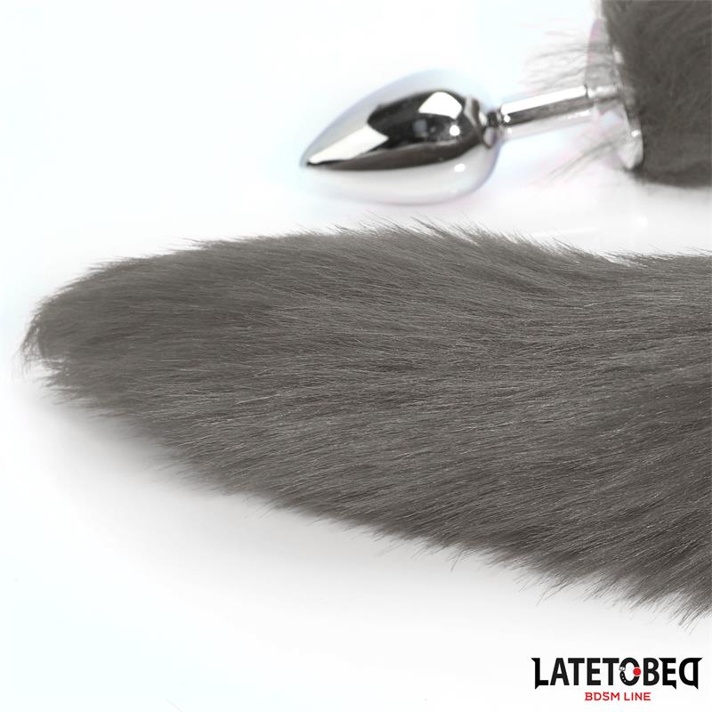 LATETOBED BDSM LINE - ANAL PLUG WITH TAIL GRAY 40 CM