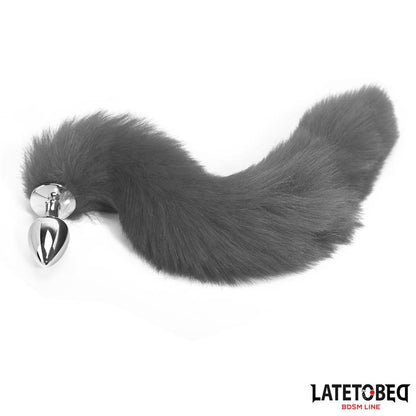 LATETOBED BDSM LINE - ANAL PLUG WITH TAIL GRAY 40 CM
