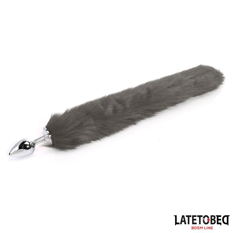 LATETOBED BDSM LINE - ANAL PLUG WITH TAIL GRAY 40 CM