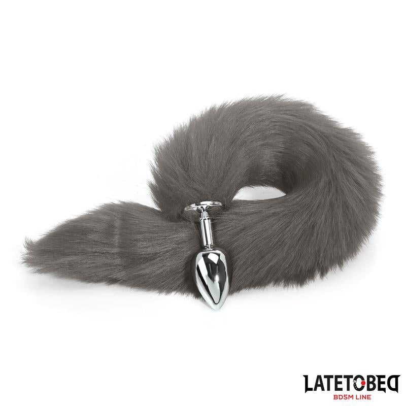 LATETOBED BDSM LINE - ANAL PLUG WITH TAIL GRAY 40 CM