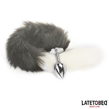LATETOBED BDSM LINE - ANAL PLUG WITH TAIL GRAY AND WHITE 40 CM
