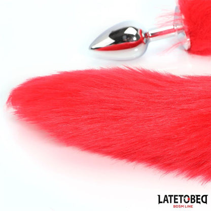LATETOBED BDSM LINE - ANAL PLUG WITH TAIL RED 40 CM