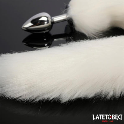 LATETOBED BDSM LINE - ANAL PLUG WITH TAIL WHITE 40 CM