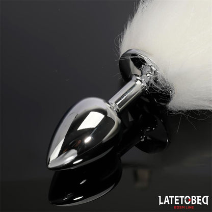 LATETOBED BDSM LINE - ANAL PLUG WITH TAIL WHITE 40 CM