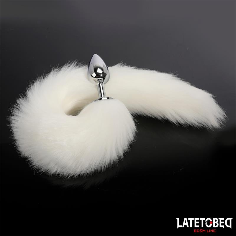 LATETOBED BDSM LINE - ANAL PLUG WITH TAIL WHITE 40 CM