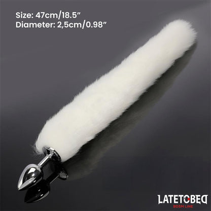 LATETOBED BDSM LINE - ANAL PLUG WITH TAIL WHITE 40 CM