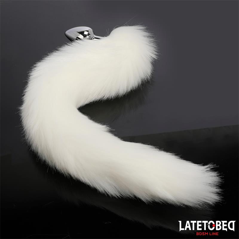 LATETOBED BDSM LINE - ANAL PLUG WITH TAIL WHITE 40 CM