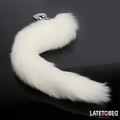 LATETOBED BDSM LINE - ANAL PLUG WITH TAIL WHITE 40 CM