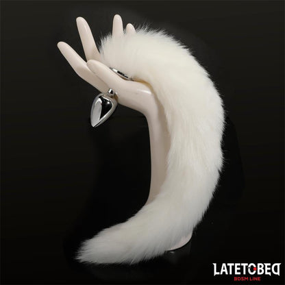 LATETOBED BDSM LINE - ANAL PLUG WITH TAIL WHITE 40 CM