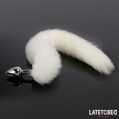 LATETOBED BDSM LINE - ANAL PLUG WITH TAIL WHITE 40 CM