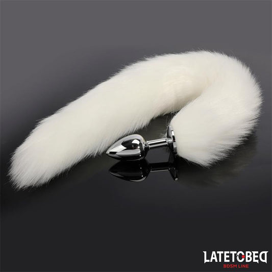 LATETOBED BDSM LINE - ANAL PLUG WITH TAIL WHITE 40 CM