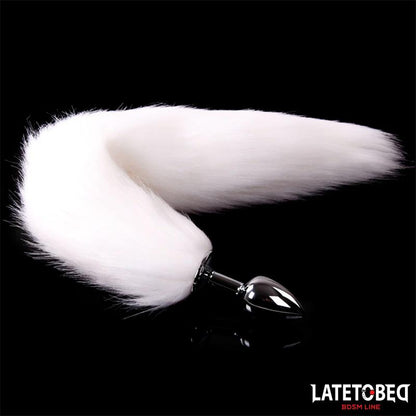 LATETOBED BDSM LINE - ANAL PLUG WITH TAIL WHITE 40 CM