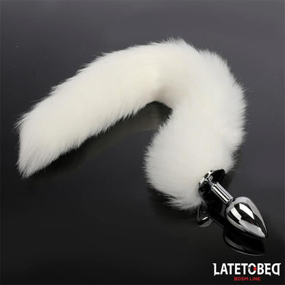 LATETOBED BDSM LINE - ANAL PLUG WITH TAIL WHITE 40 CM
