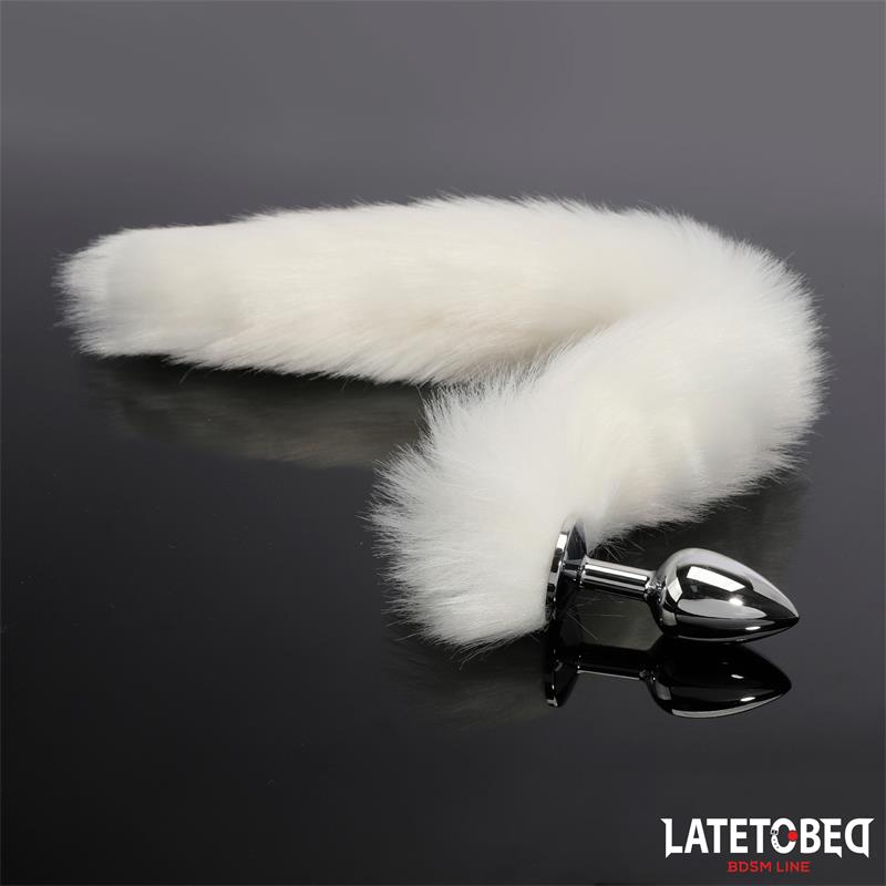 LATETOBED BDSM LINE - ANAL PLUG WITH TAIL WHITE 40 CM