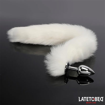LATETOBED BDSM LINE - ANAL PLUG WITH TAIL WHITE 40 CM