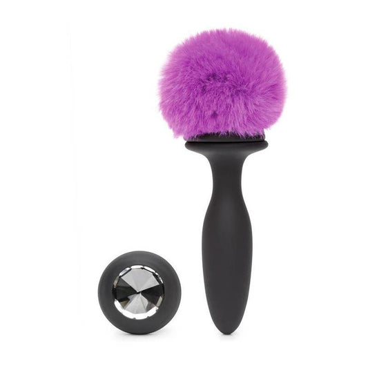 HAPPY RABBIT - ANAL PLUG WITH VIBRATION AND DOUBLE BASE PURPLE LARGE