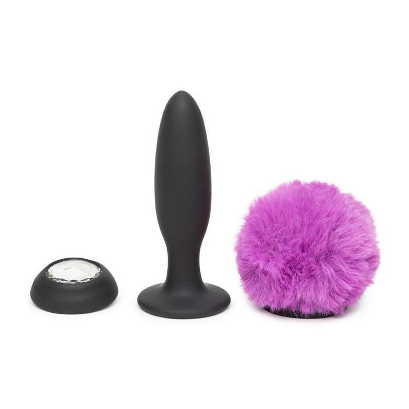 HAPPY RABBIT - ANAL PLUG WITH VIBRATION AND DOUBLE BASE PURPLE LARGE
