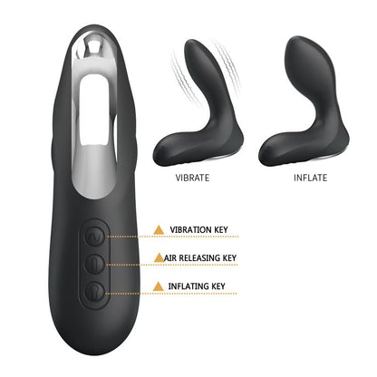 PRETTYLOVE - ANAL STIMULATOR INFLATABLE LEONARD SILICONE USB BLACK
