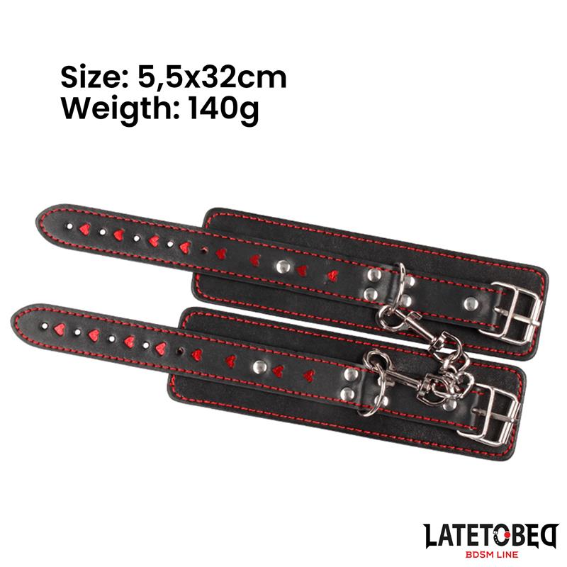 LATETOBED BDSM LINE - ANKLE CUFF WITH CHAIN AND HEARTS