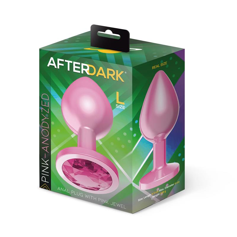AFTERDARK - ANODYZED ANAL PLUG PINK WITH JEWEL SIZE L