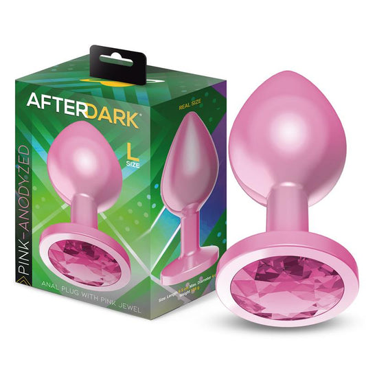 AFTERDARK - ANODYZED ANAL PLUG PINK WITH JEWEL SIZE L