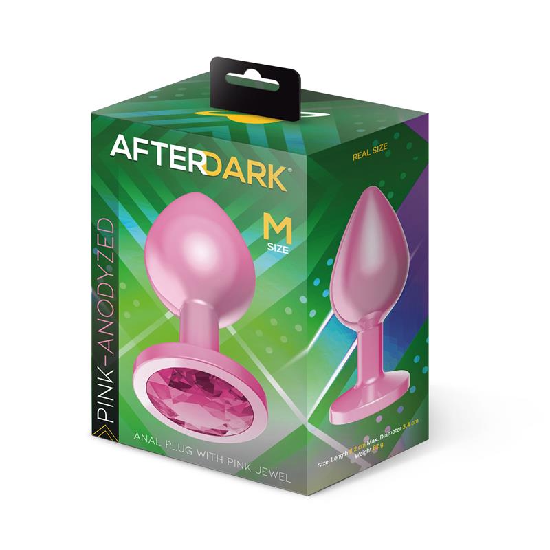 AFTERDARK - ANODYZED ANAL PLUG PINK WITH JEWEL SIZE M