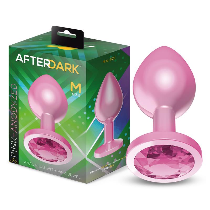 AFTERDARK - ANODYZED ANAL PLUG PINK WITH JEWEL SIZE M