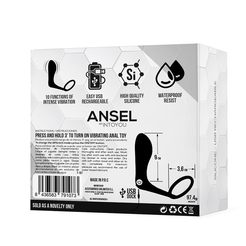 TARDENOCHE - ANSEL ANAL PLUG WITH VIBRATION AND COCK RING USB SILICONE