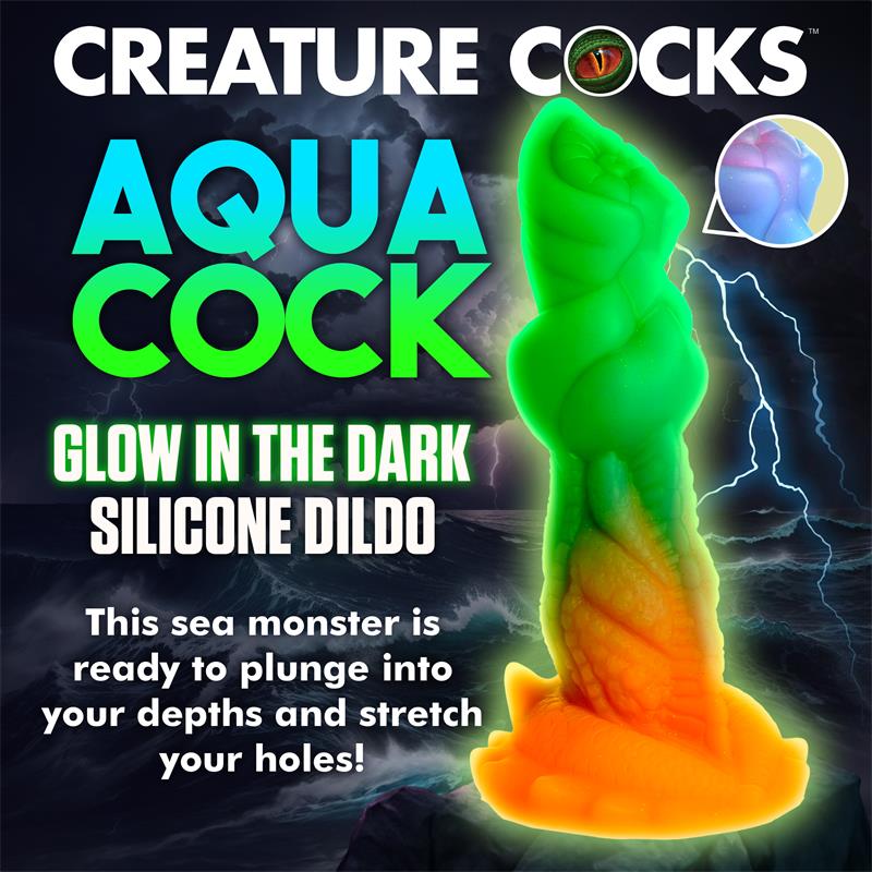 CREATURE COCKS - AQUA-COCK GLOW-IN-THE-DARK SILICONE DILDO