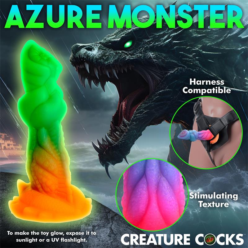 CREATURE COCKS - AQUA-COCK GLOW-IN-THE-DARK SILICONE DILDO