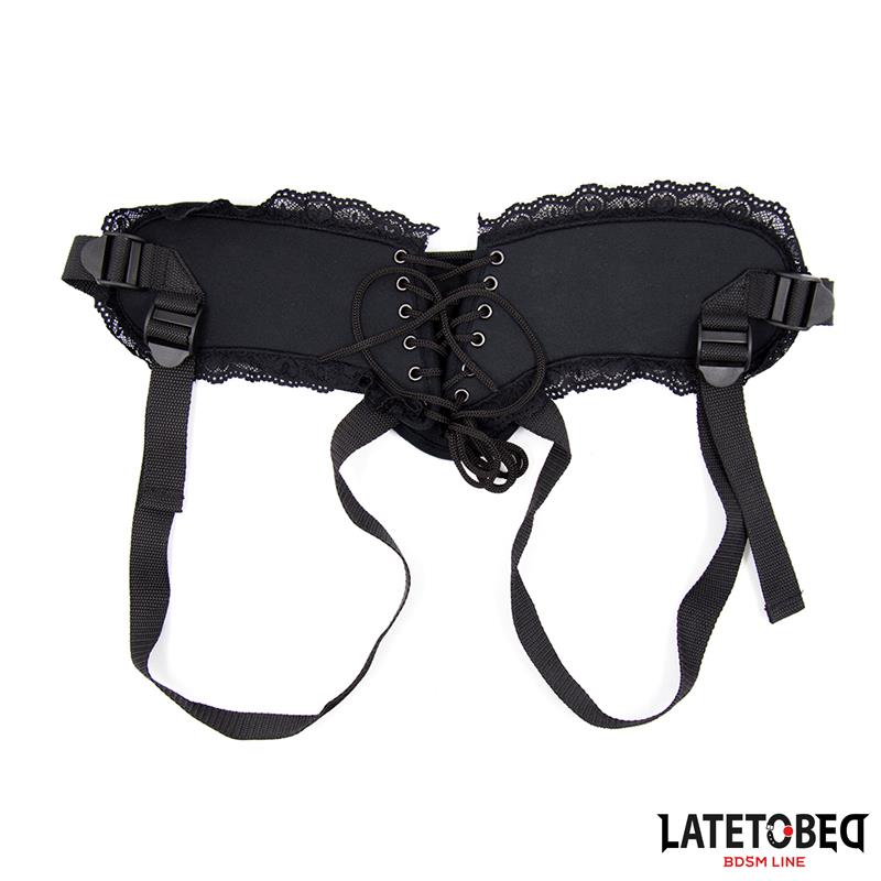 LATETOBED BDSM LINE - LACE EDGE STRAP ON WITH SILICONE RING