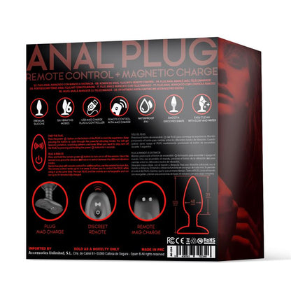 ACTION - ASHER BUTT PLUG WITH REMOTE CONTROL MAGNETIC USB BLACK