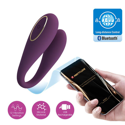 PRETTYLOVE - AUGUST VIBRADOR DE PAREJAS APP REMOTE LILA CL12