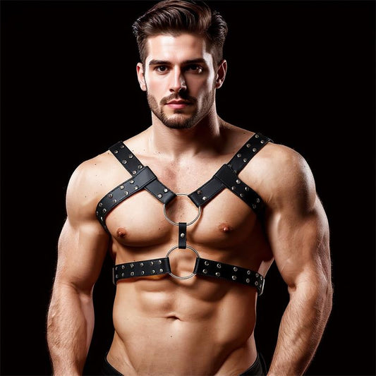 INTOYOU BDSM LINE - AURUM MALE CHEST BONDAGE HARNESS VEGAN LEATHER