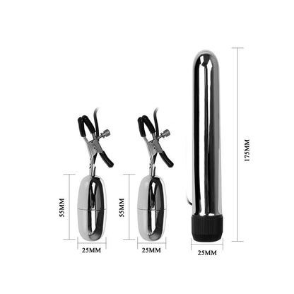 BAILE - VIBRATING BULLET AND NIPPLE CLAMPS WITH VIBRATION SET TURBO