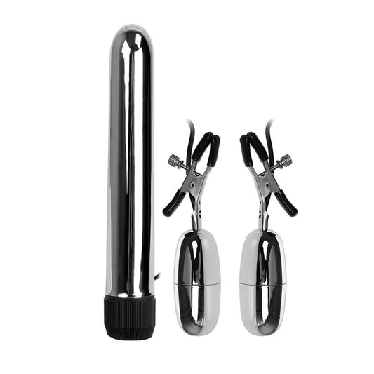 BAILE - VIBRATING BULLET AND NIPPLE CLAMPS WITH VIBRATION SET TURBO