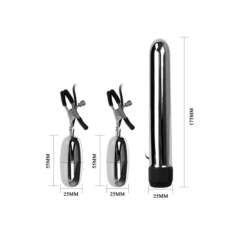 BAILE - VIBRATING BULLET AND NIPPLE CLAMPS WITH VIBRATION SET TURBO