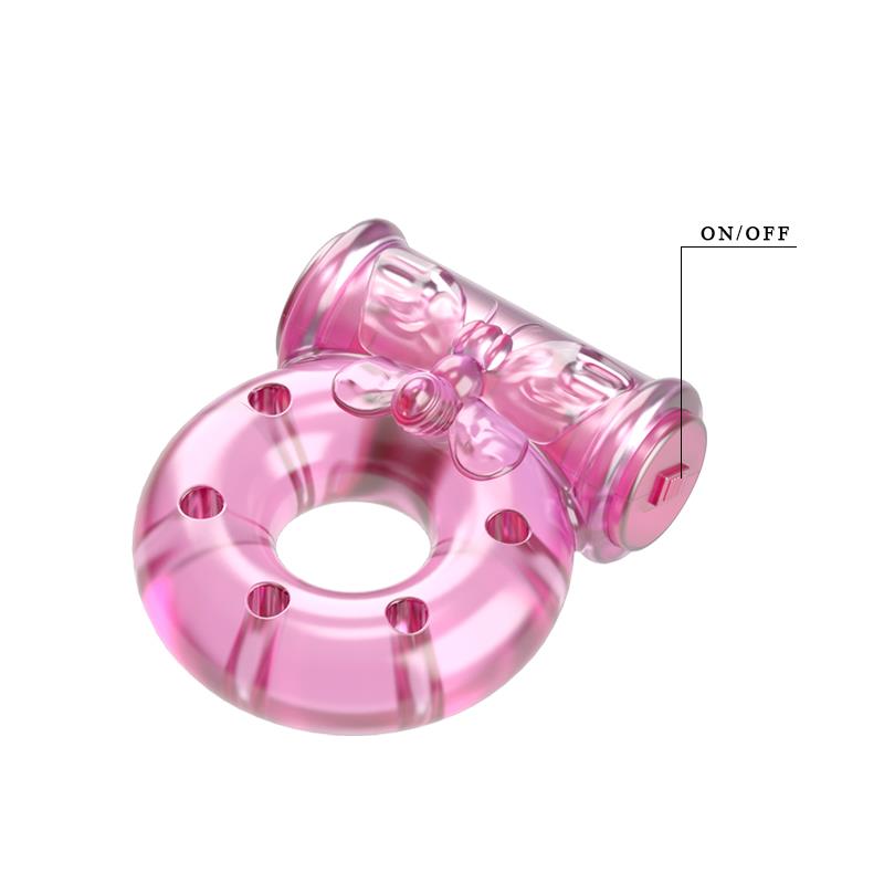 BAILE - VIBRATING COCK RING WITH CONDOM PINK